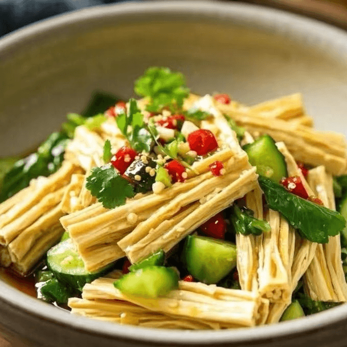 Chili oil marinade Toufu Skin / 红油腐竹.