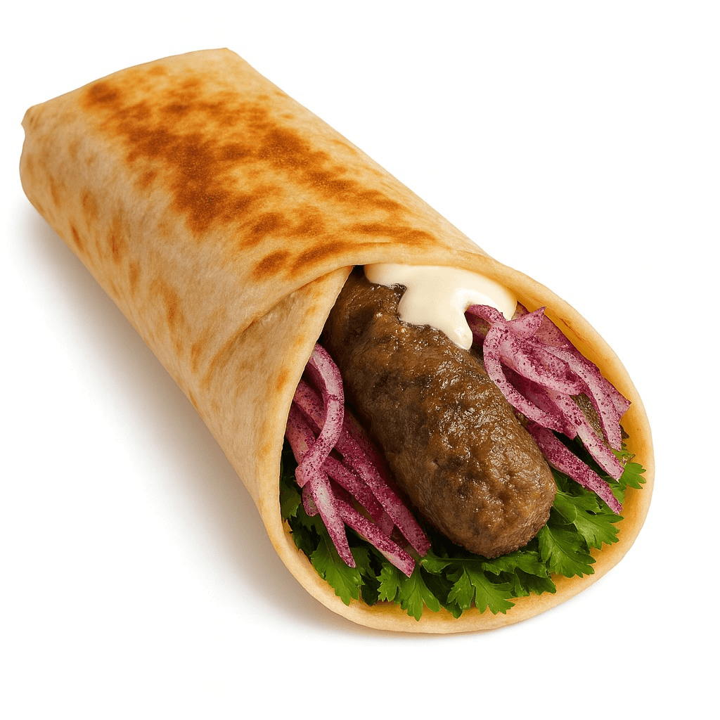 Egyptian Kofta Kabob Wrap.
