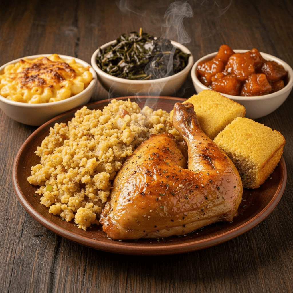 Bake Chicken & Dressing Heritage Plate.