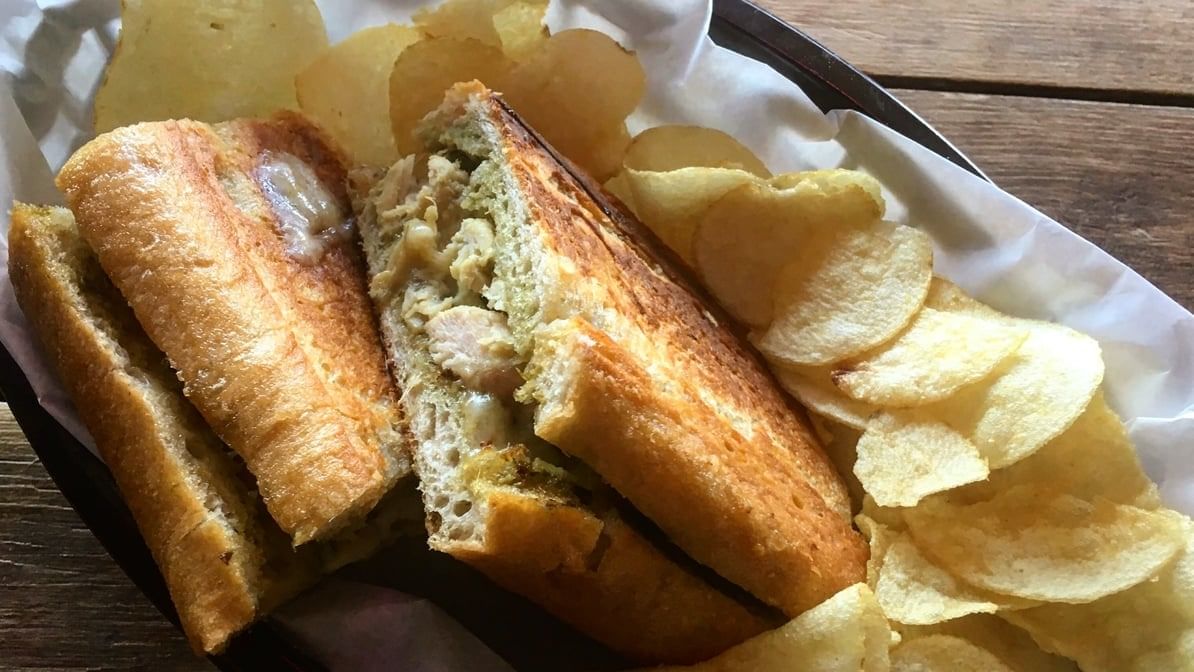 Hot Pressed Chicken Fontina Sandwich.