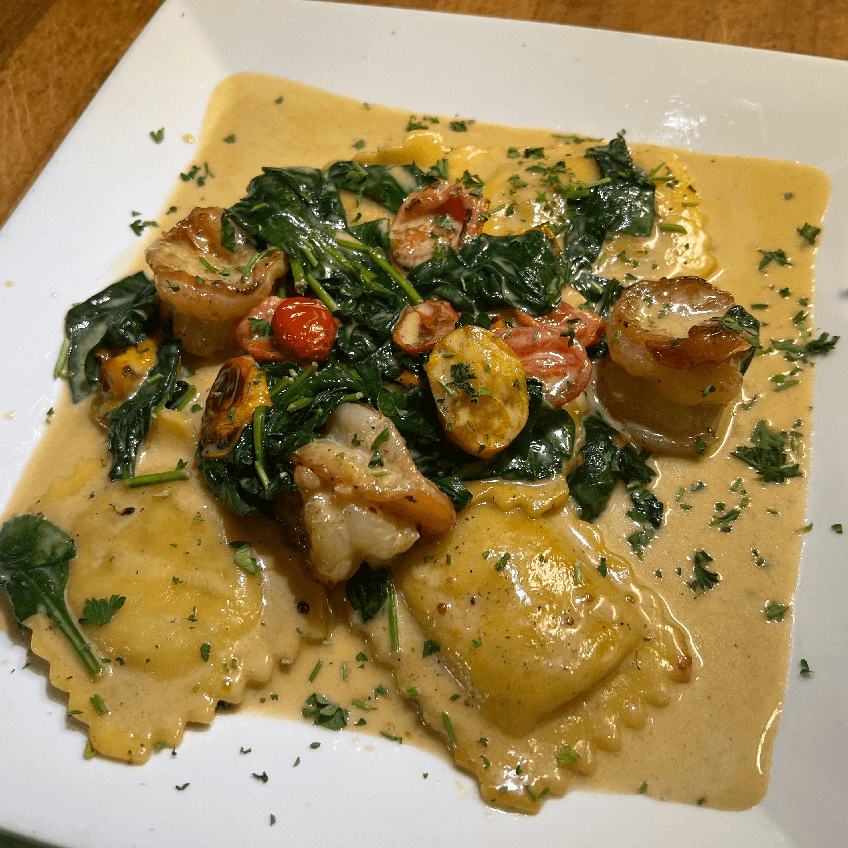 Crab ravioli Ala Bruno.