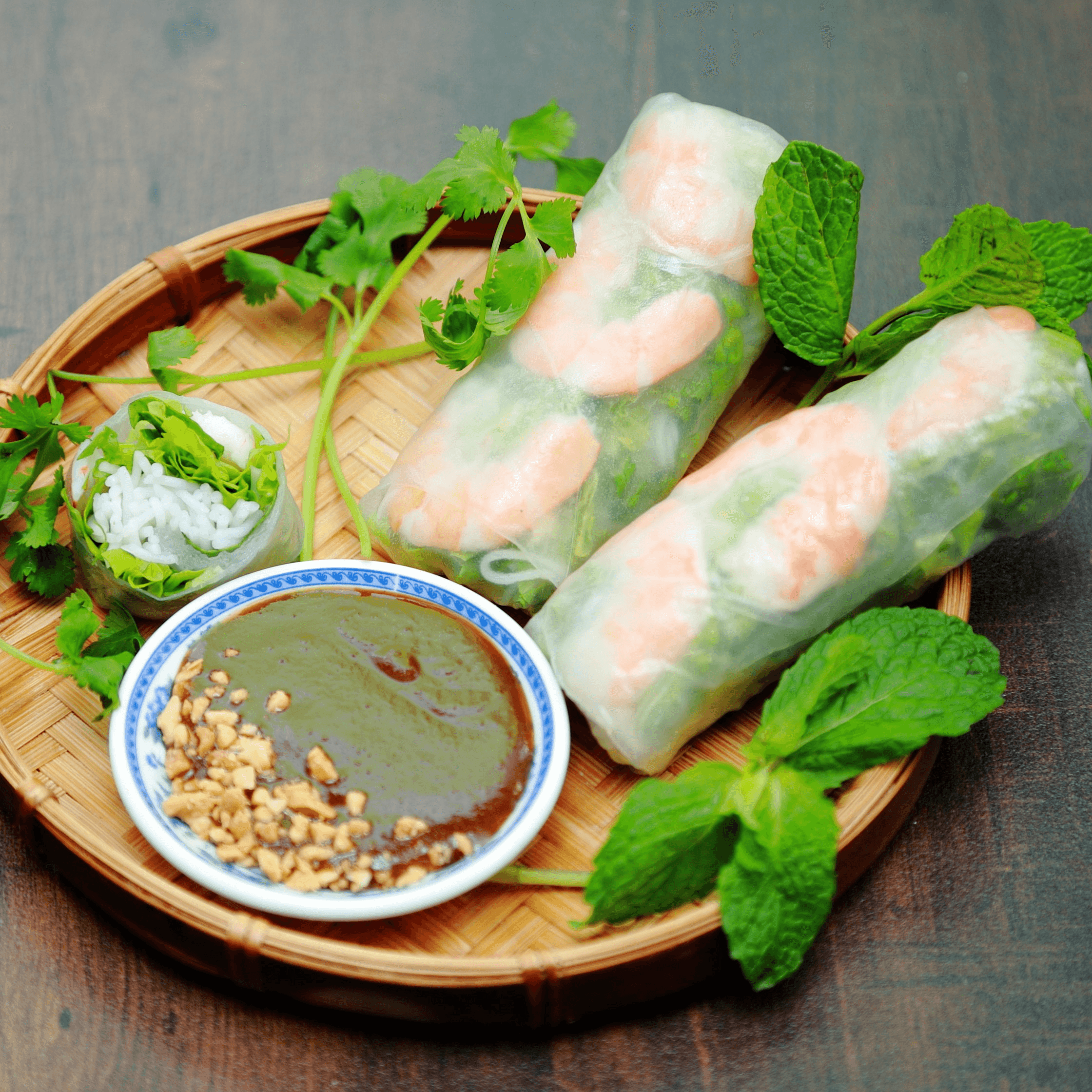 Ws4. Rice Paper Wrapped With Shrimp Paster On.