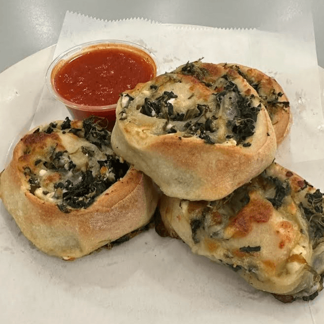 3 Spinach Pizza Knots.