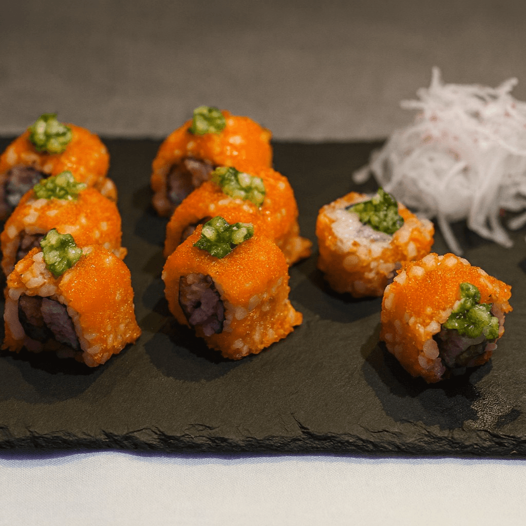 Octopus Caviar Acevichado Sushi.