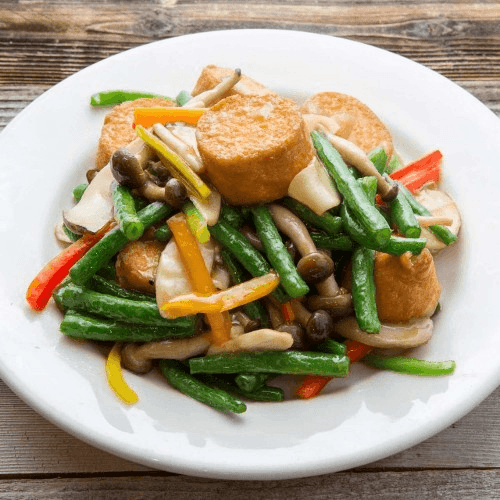 (P) Egg Tofu with Assorted Mushroom 玉子豆腐炒鮮菌