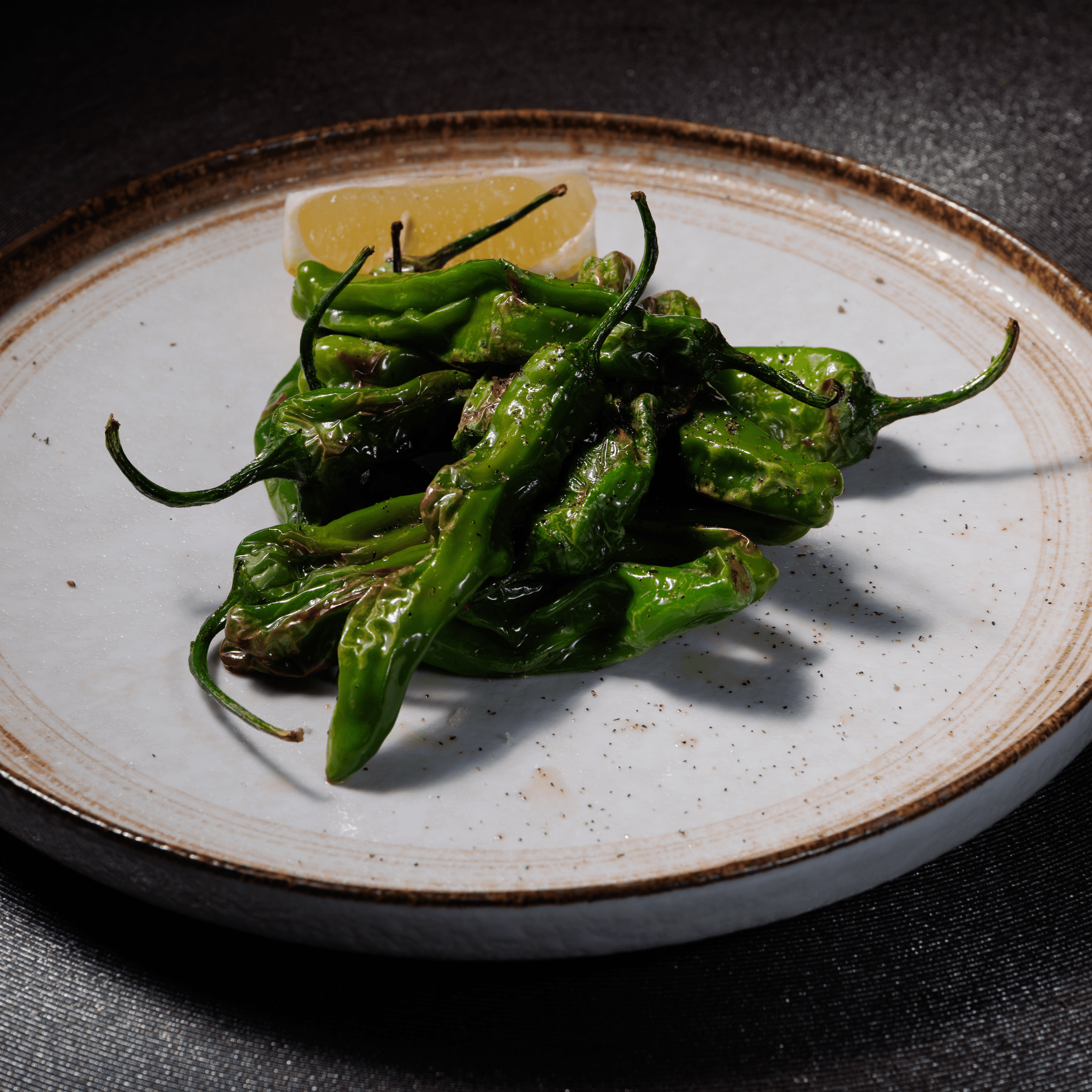 Charred Shishito Peppers.