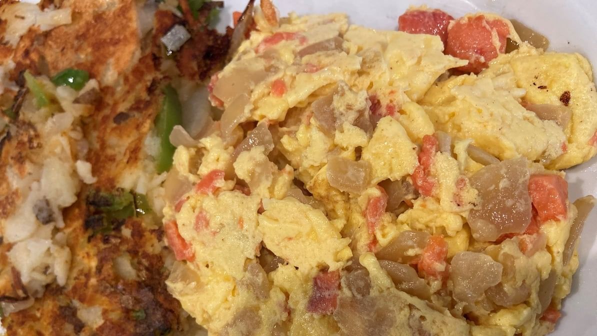 Nova Lox Eggs & Onions Scramble.