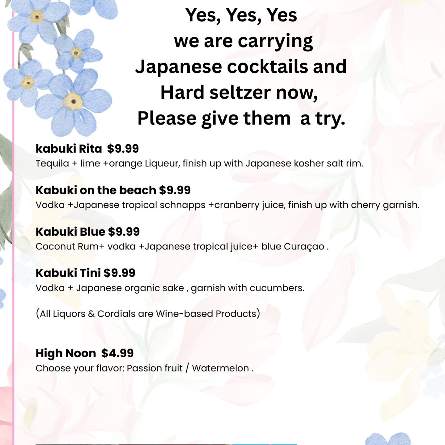 JAPANESE COCKTAILS & HARD SELTZER