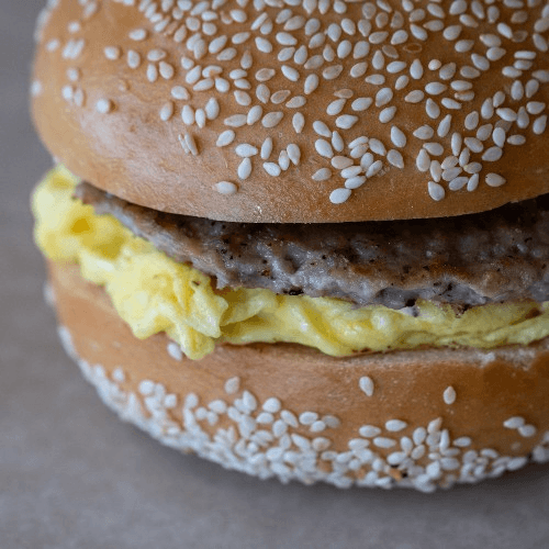 Egg and Meat Bagel Sandwich.