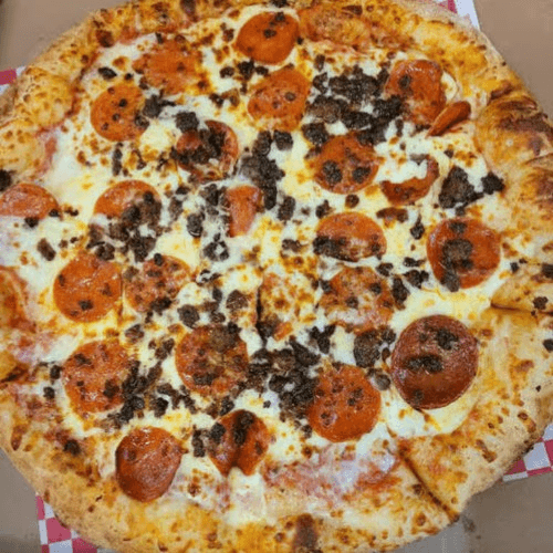 One Large Pizza with Two Toppings & Eight Wings.