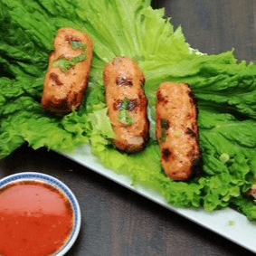 Ws4. Rice Paper Wrapped With Shrimp Paster On.