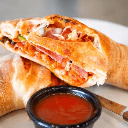 Chicken pesto calzone.