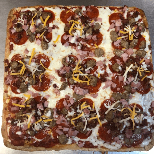 Plain Cheese Sicilian Pizza.