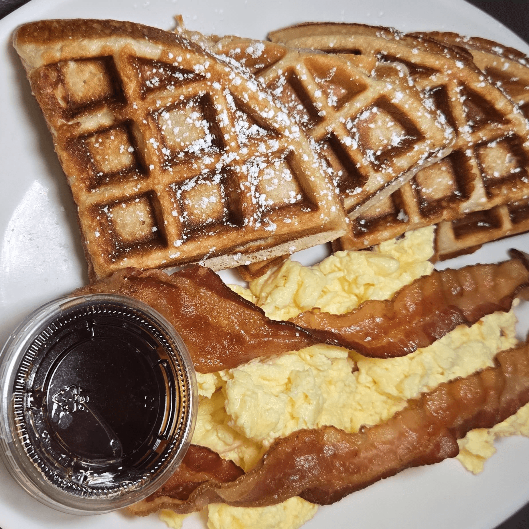 WAFFLES & EGGS PLATE.