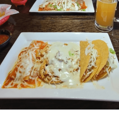 Two Tacos, One Enchilada & Chile Con Queso.