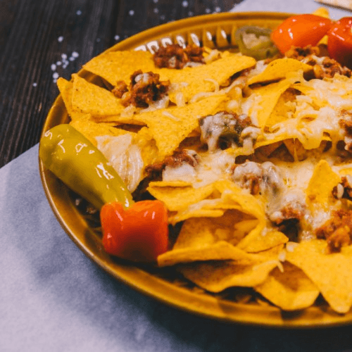 Beef or Chicken Nachos.