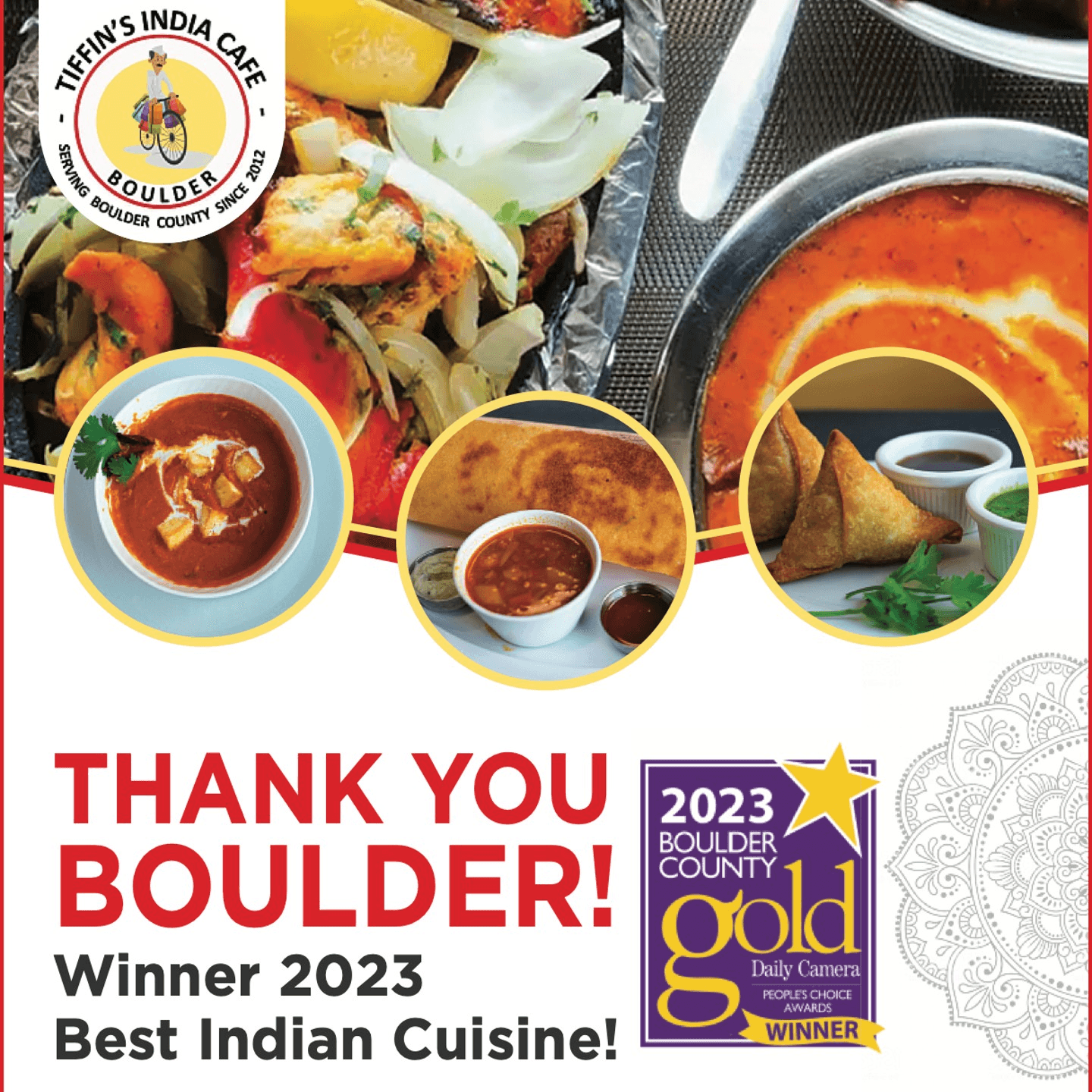 Voted Best Indian Cuisine 2023 in Boulder!
