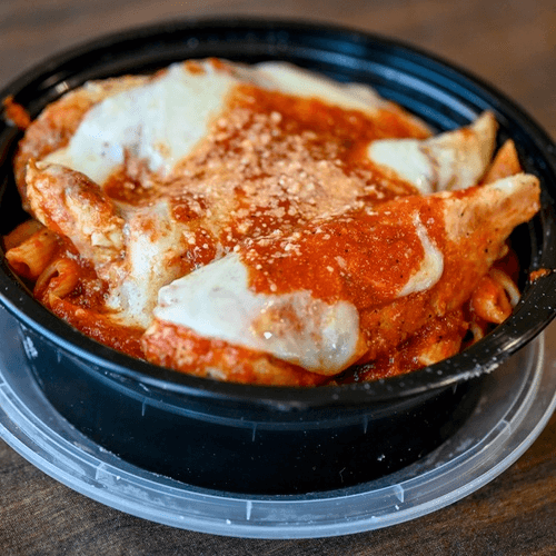 Ziti with Grilled Chicken Parm