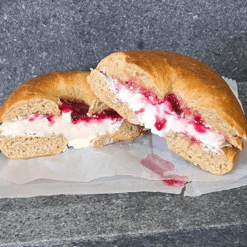 Bagel with Cream Cheese and Jelly