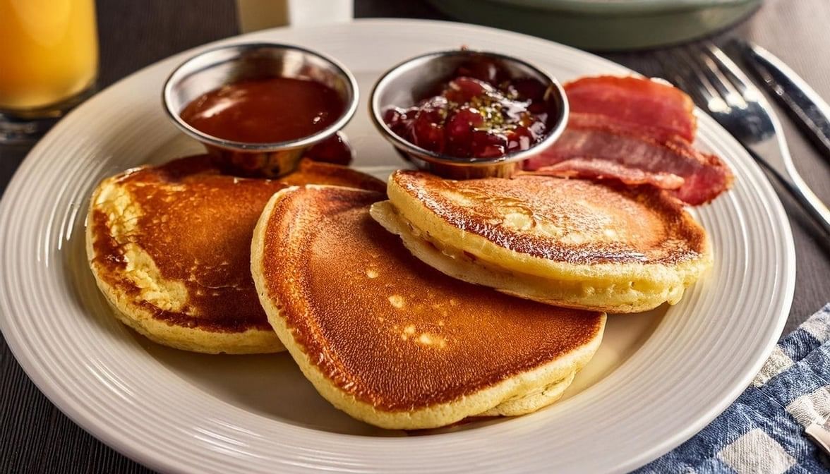 Buttermilk Pancakes with Meat.