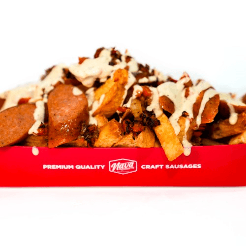 Navas Loaded Sausage Fries.