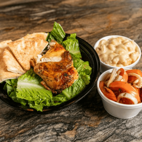 Quarter White Chicken with 2 Small Sides.