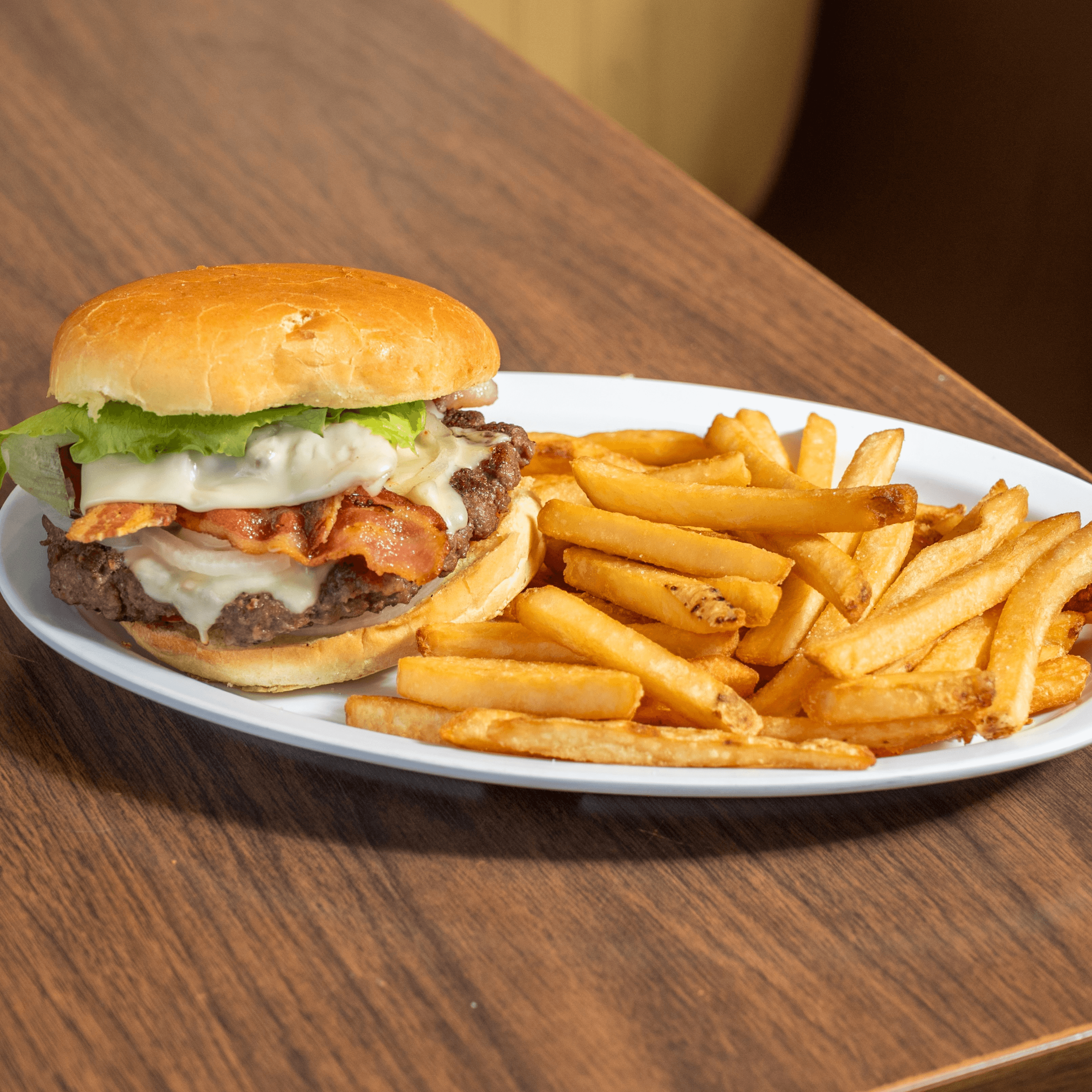 Cheeseburger and French Fries Lunch.