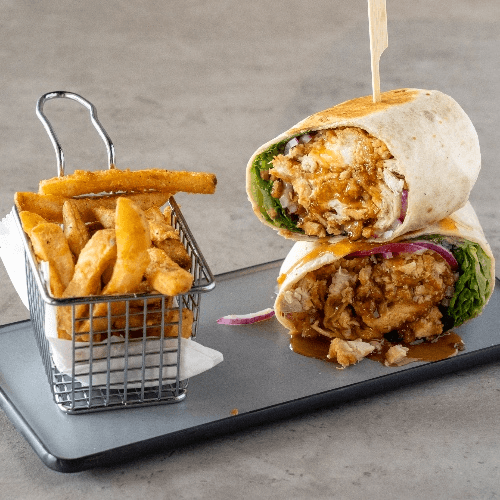Stinga' Wrap with Fries.