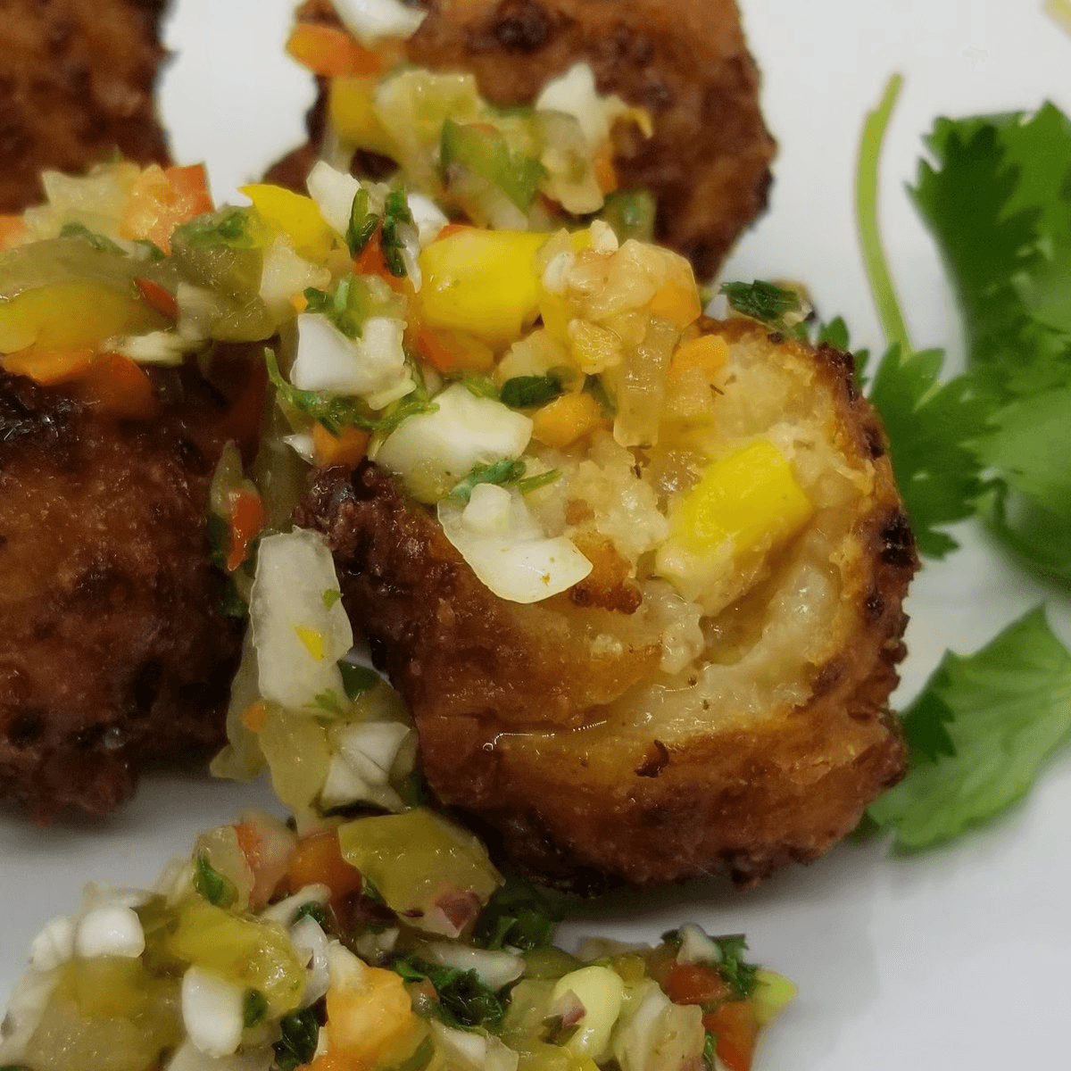 Corn Bacon Cheddar Fritters.