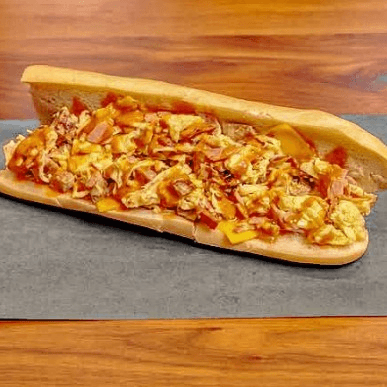 Hungry man breakfast sandwich.