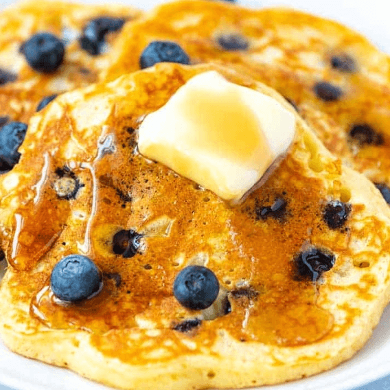 Fresh Blueberry Pancakes.
