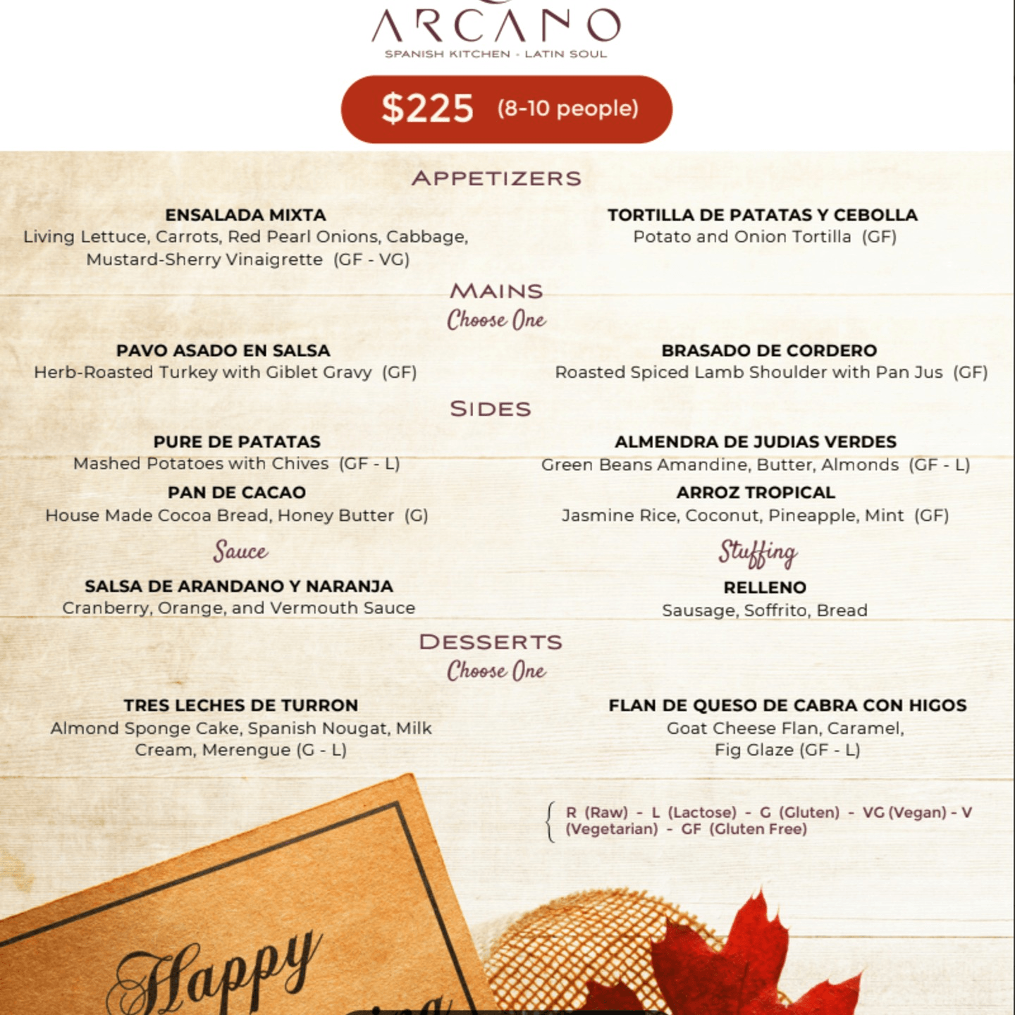 Thanksgiving Catering Menu Available
