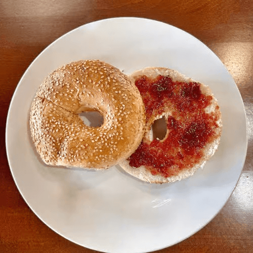 Bagel W/ Cream Cheese & Jelly.