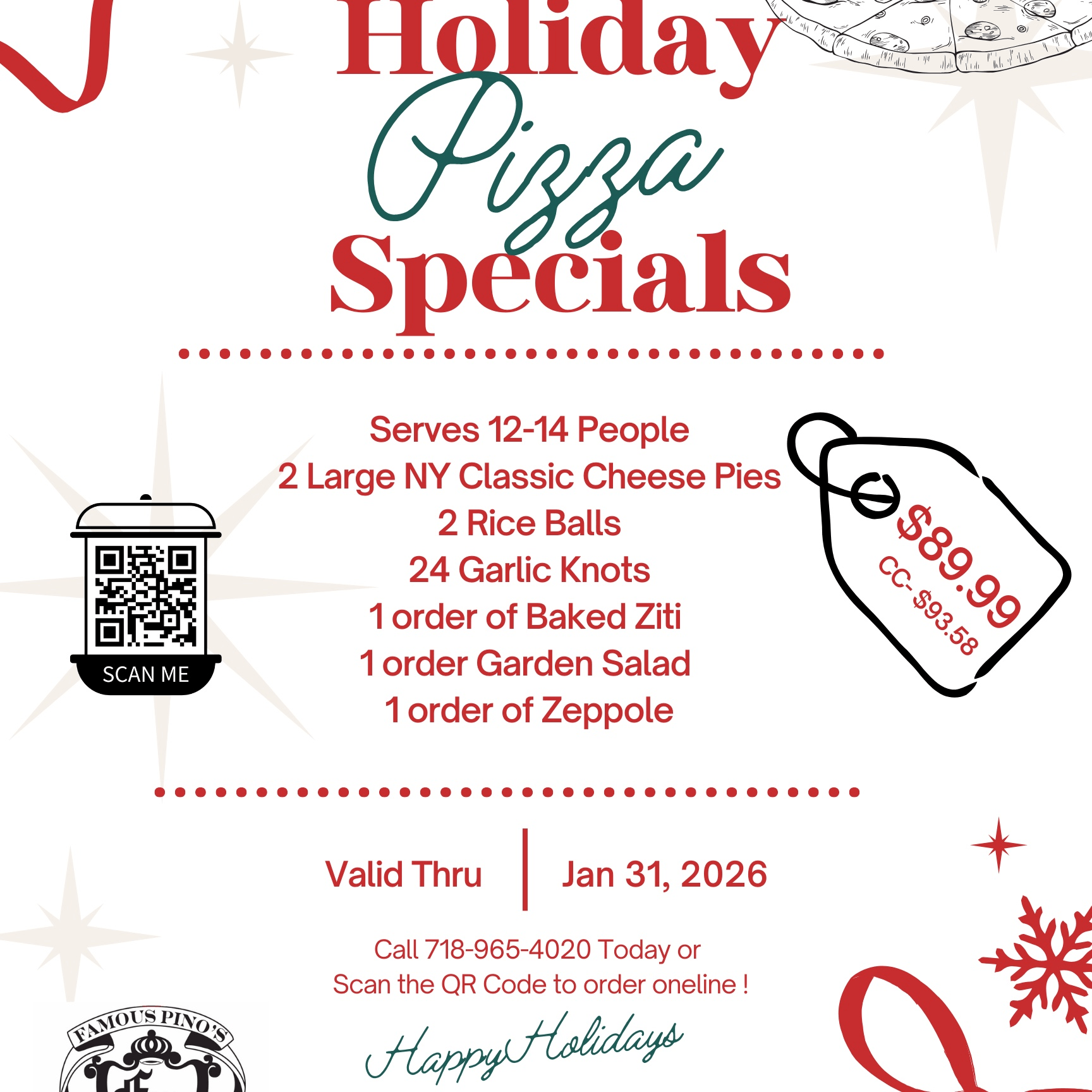 Holiday Pizza Specials.