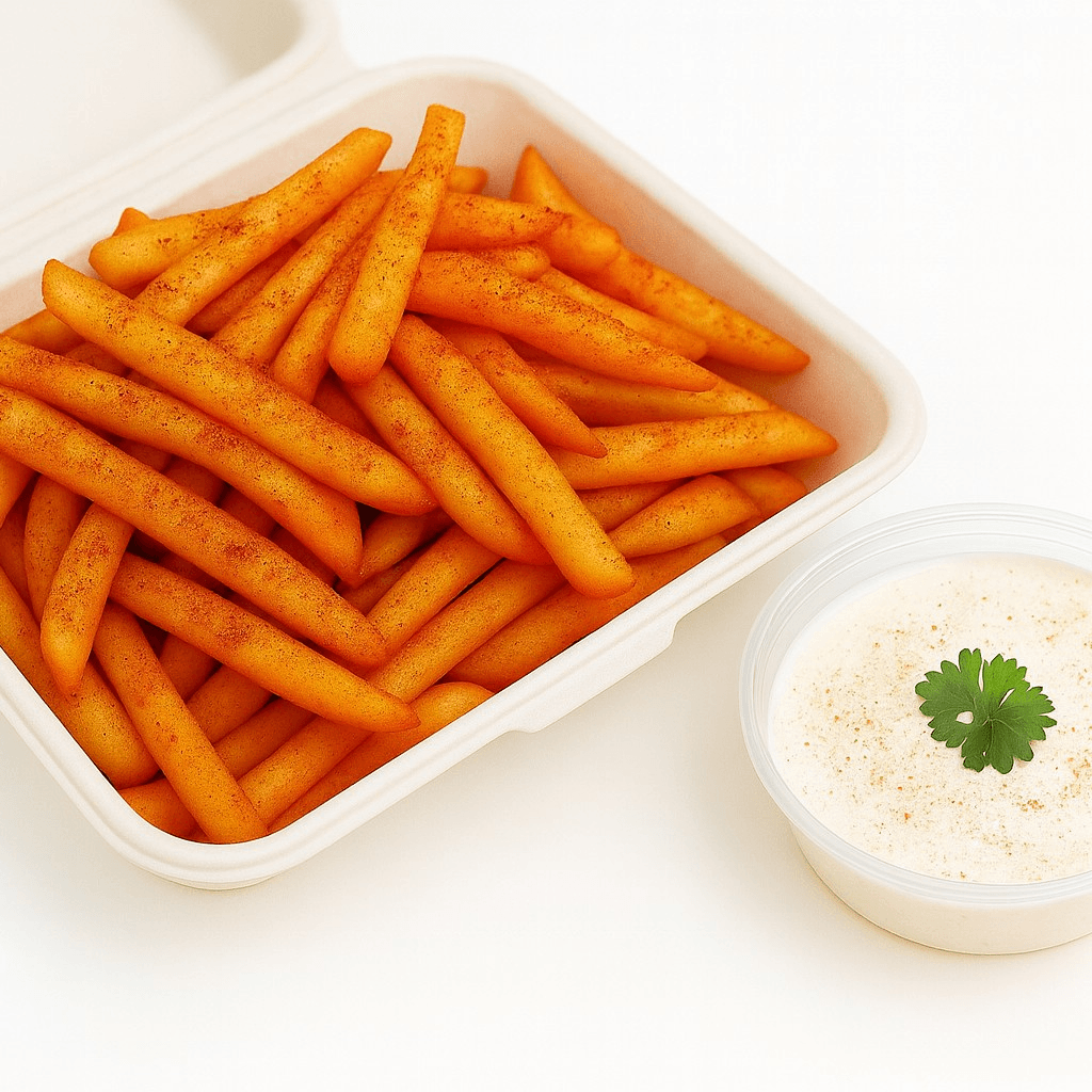 Large Seasoned Fries & Large Creamy Garlic.