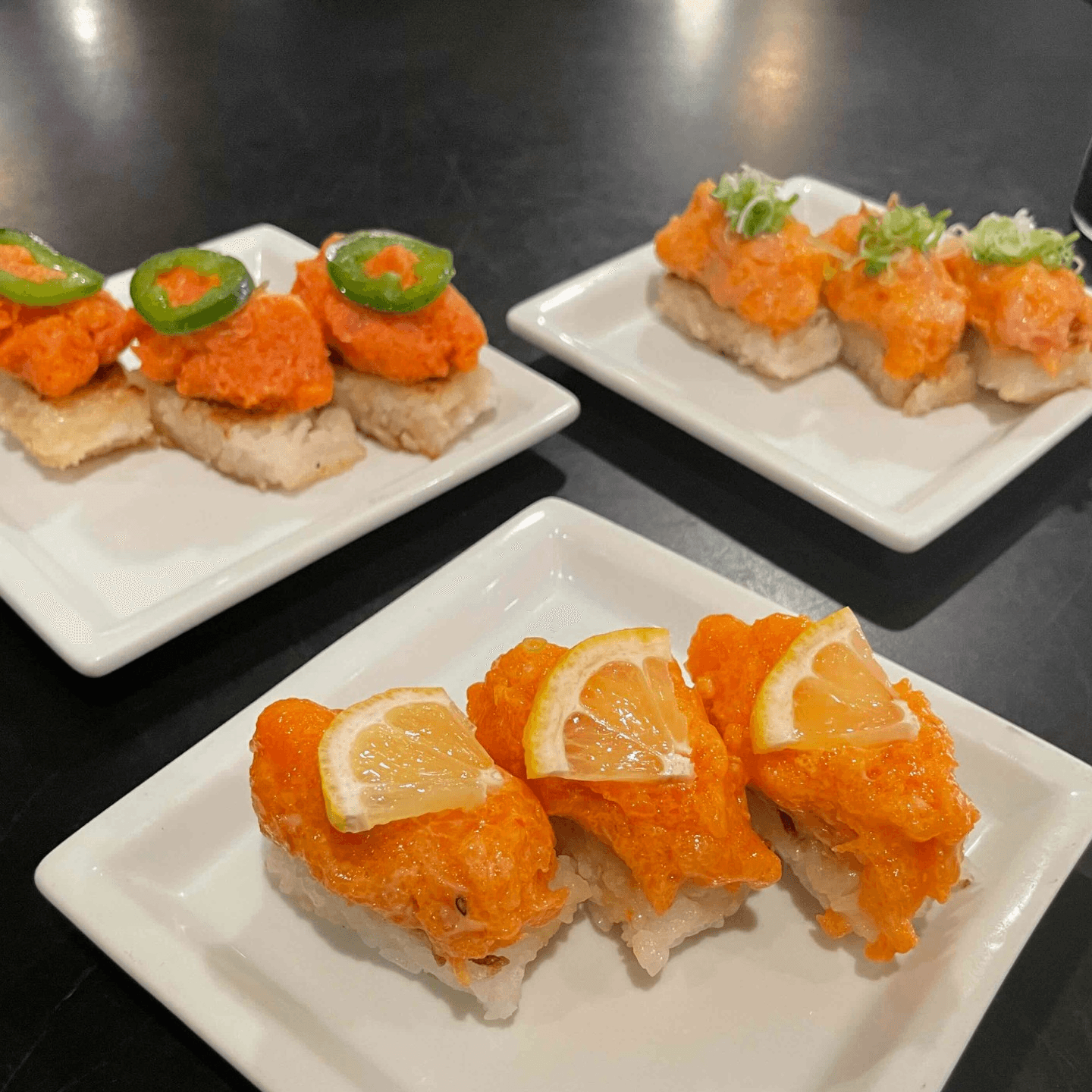 Spicy Tuna/Salmon/Yellowtail, Crispy Perfection!