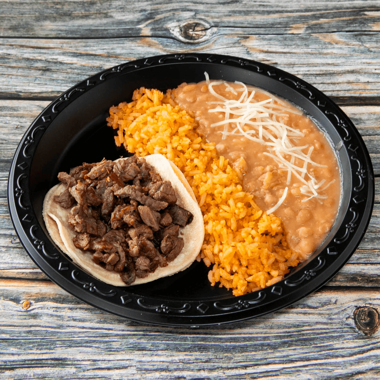 Kids Taco with Rice and Beans.