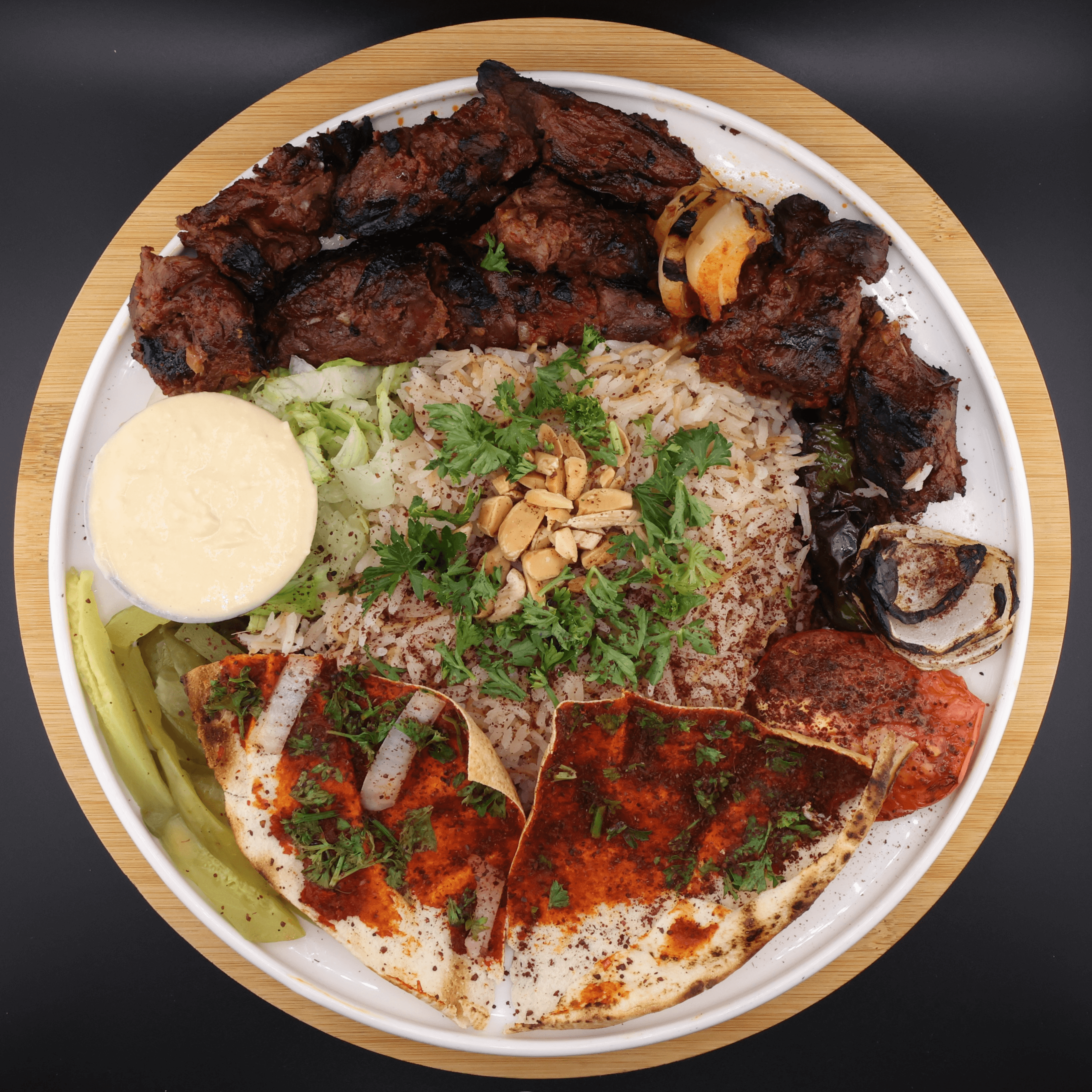 Lamb Skewer Platter.