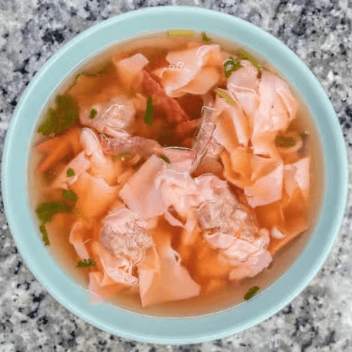 Wonton and BBQ Pork (Rice Noodle) Soup.