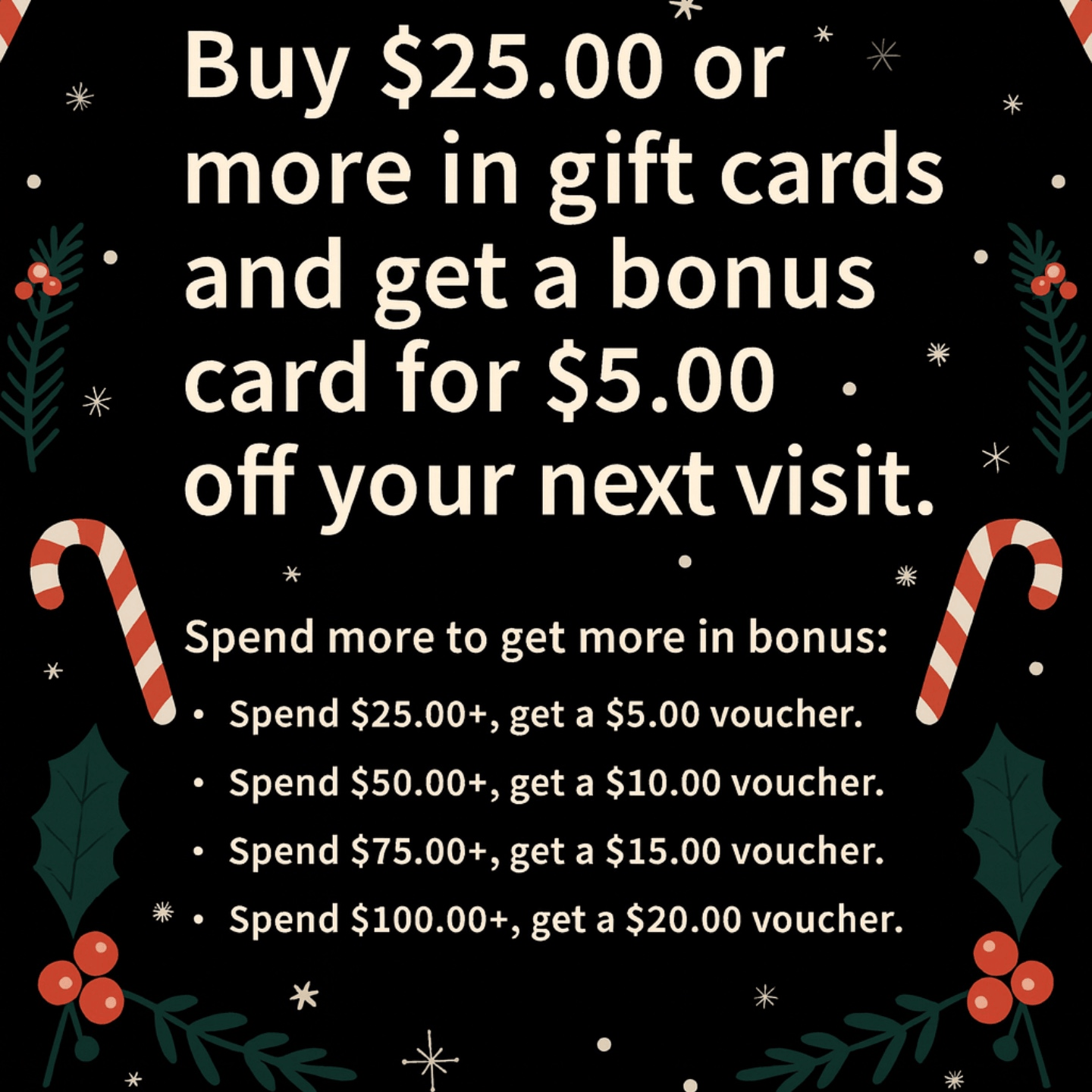 Holiday Gift Card Sale!
