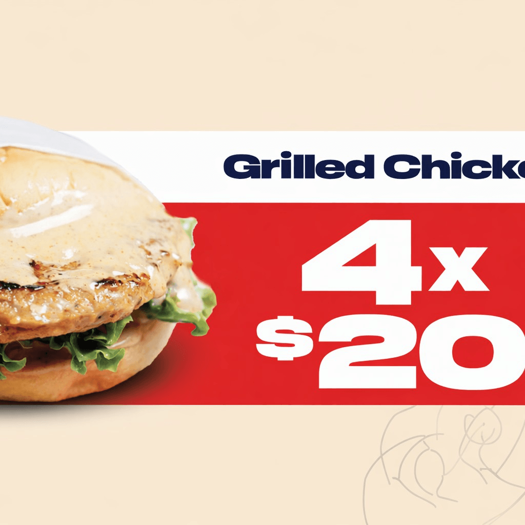 Pack of 4: Grilled Chicken Burger.