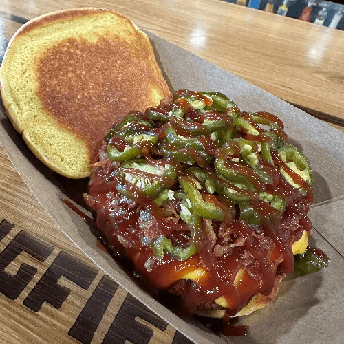 Hot and Sweet BBQ Bacon Smashburger Combo.