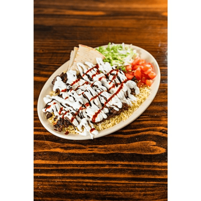 Beef Kabab over Rice.