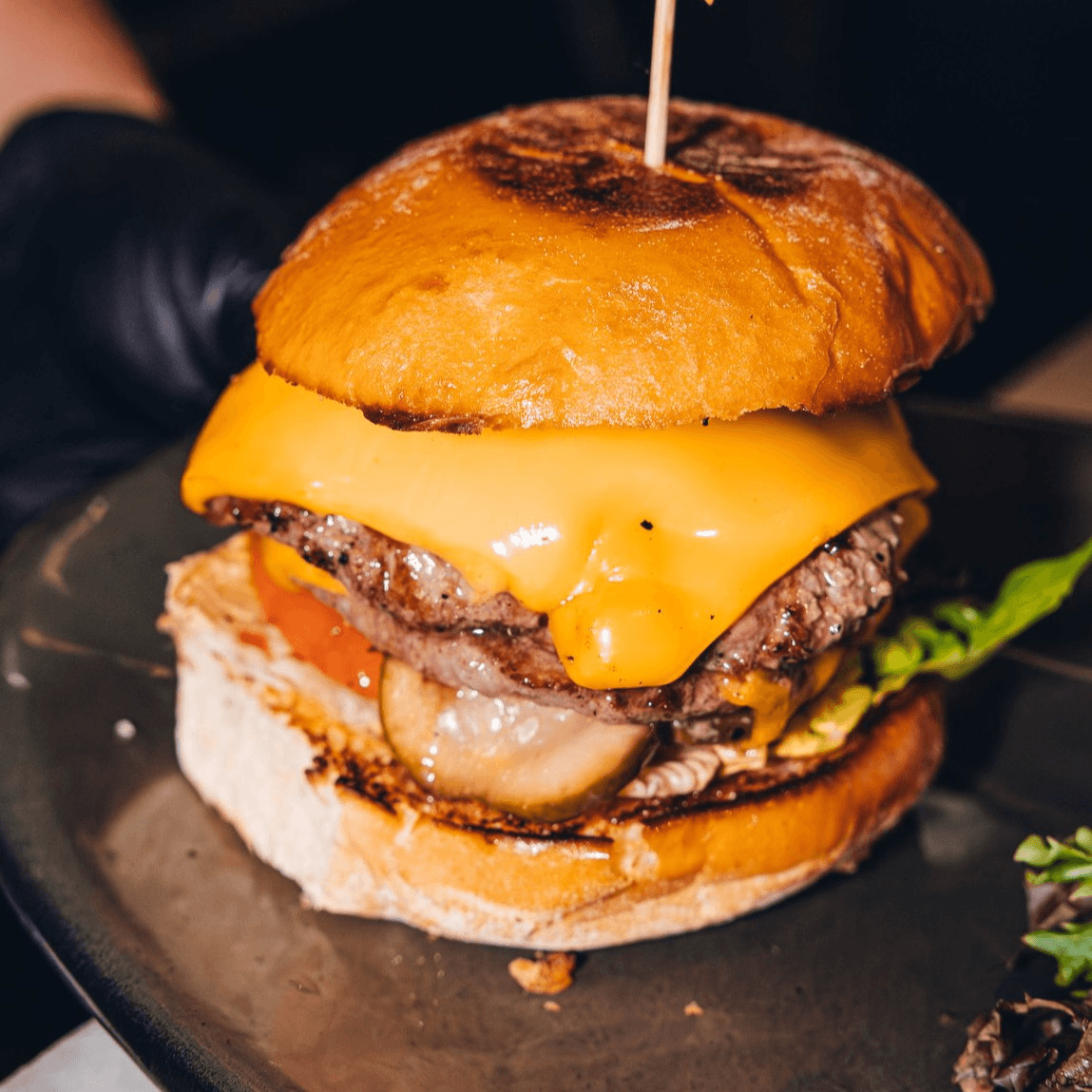 Single Cheese Burger with House Cut Fries.