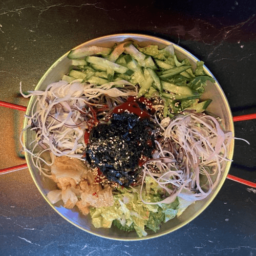 Korean Spicy Cold Noodle (쟁반막국수).