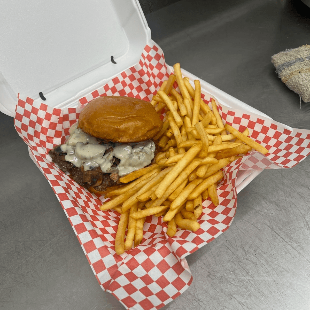 Gary's Mushroom Melt Burger.