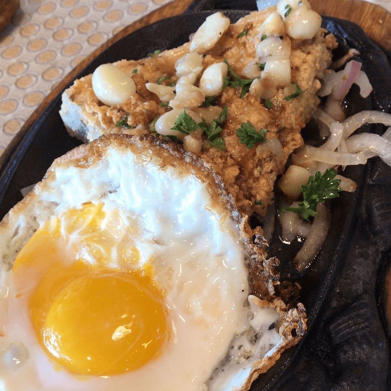 Swordfish with garlic butter.