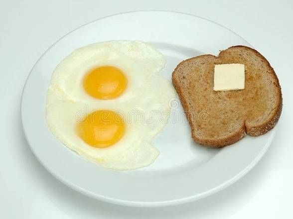 TWO EGGS AND TOAST.