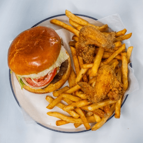 2 Wings and Cheeseburger.