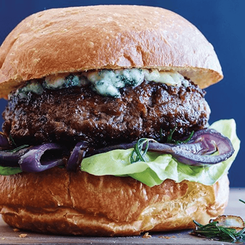BLUE CHEESE WAGYU BURGER.